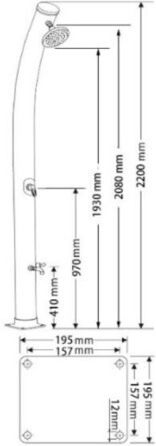 Tema Solar Outdoor Shower with 2 Outlets Black 8029s40