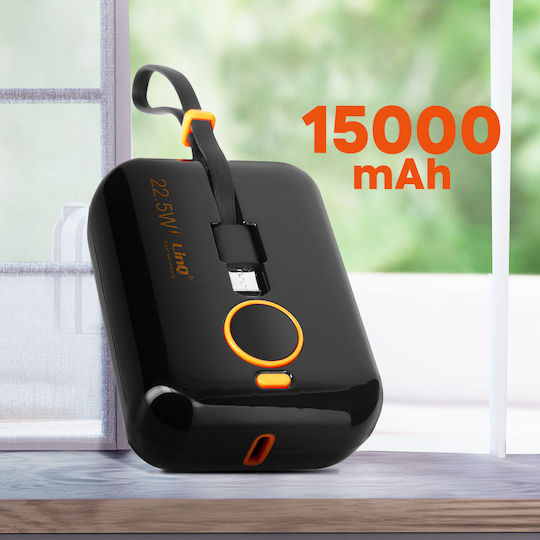LinQ TT13803 Power Bank 15000mAh 22.5W mit USB-C Ausgangsanschlüsse Schwarz