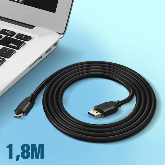 Avizar USB 3.0 Kabel USB-A-Stecker - Micro-USB-B-Stecker Schwarz 1.8m DATA-USBS5