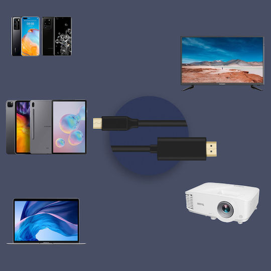 Avizar HDMI Cable Male - USB-C Male 2m Black