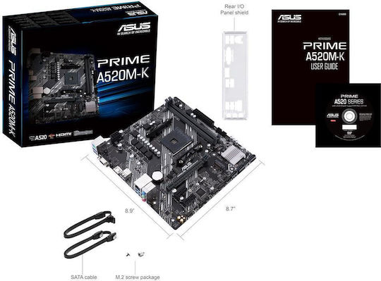 Asus Prime A520M-K Дънна платка Micro ATX с AMD AM4 Сокет