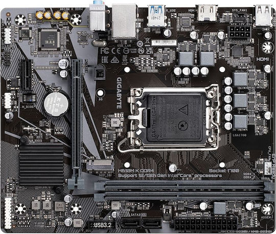 Gigabyte H610M K DDR4 rev. 1.0 Motherboard Micro ATX με Intel 1700 Socket
