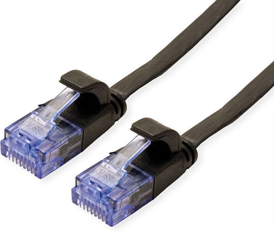 Value Flat U/UTP Cat.6a Ethernet Network Cable 2m Black 1pcs