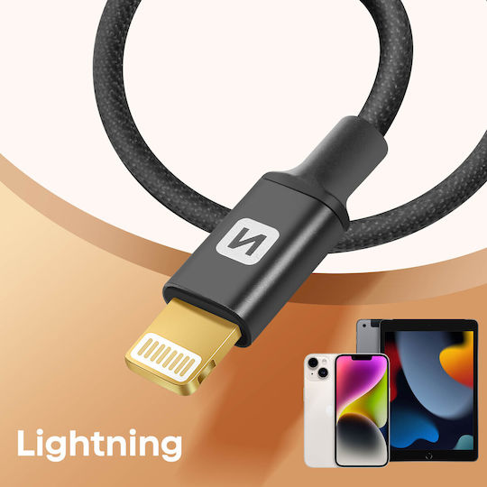 Swissten 3.5mm to Lightning Cable Μαύρο 1.5m 73501213