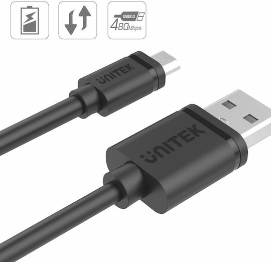 Unitek Regulär USB 2.0 auf Micro-USB-Kabel Schwarz 3m (Y-C435GBK) 1Stück