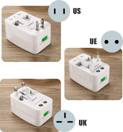 Linq Universal Reiseadapter UK EU US Kompakt Langlebig Weiß