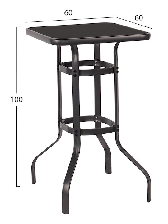 Figgy Outdoor Bar Free Standing Metal Table Black 60x60xcm