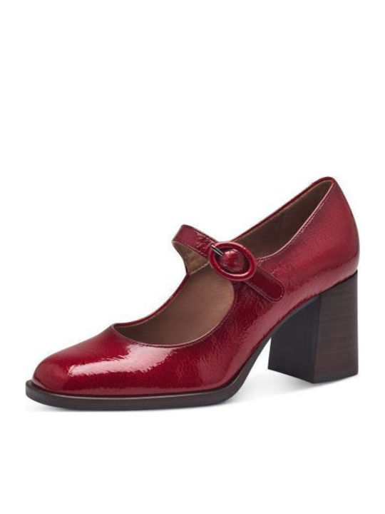 Synthetic Leather Pointed Toe Burgundy Medium Heels with Strap Nolana