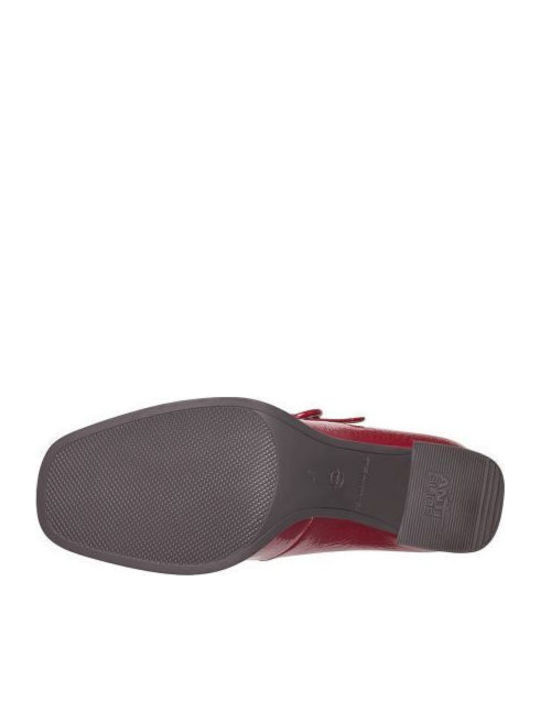Synthetic Leather Pointed Toe Burgundy Medium Heels with Strap Nolana