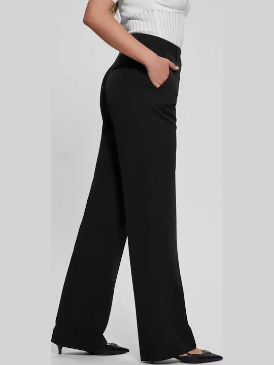 Women's High-waisted Fabric Trousers Slim Fit Black