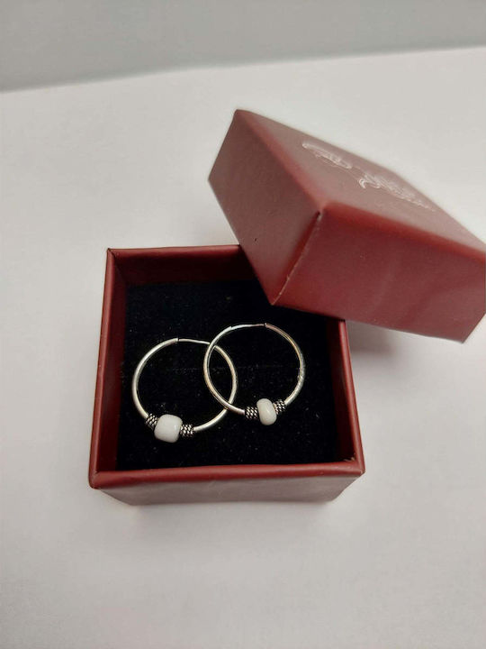 Cercei din argint 925, cerc de 15mm, piatră albă Jolie Silver 0.9g, 2cm X 1.3cm