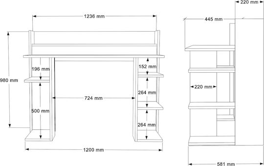 Birou Fife din Lemn Negru/roșu 124x58x98cm