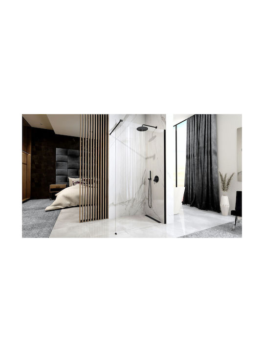 Rea Διαχωριστικό Ντουζιέρας 90x195cm Mat Black