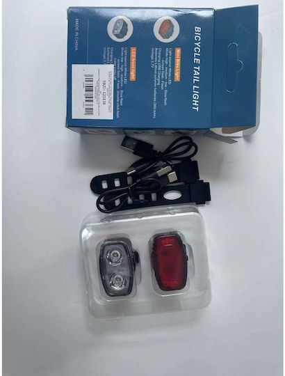 Комплект задни LED светлини за велосипед Flippy с USB зареждане, водоустойчив, 4 режима на осветление, пластмаса, бяло и червено, 10x6x4 см