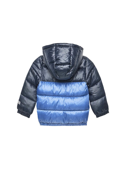 Guess Kids Quilted Jacket with Hood Light Blue Combo