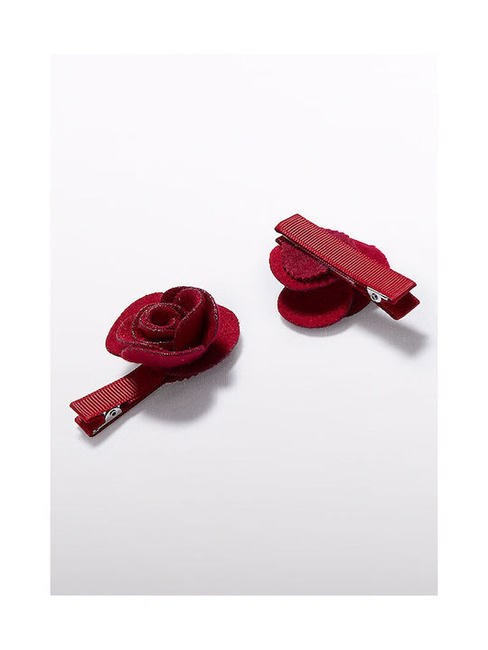 Abel & Lula Set of Kids Hair Clips with Bobby Pin Flower in Red Color