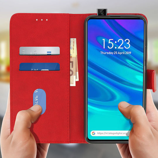 Флип калъф портфейл магнитна стойка Huawei P Smart Z Y9 Prime 2019 червен