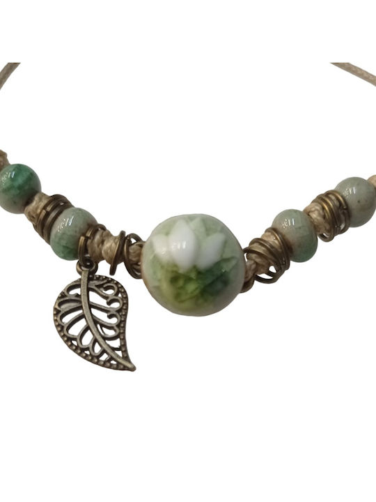 Women's Boho Bracelet with Ceramic Beads and Lotus