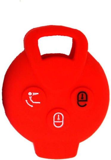 Car Key Cover Case made of with 3 Buttons for Smart in Red Color