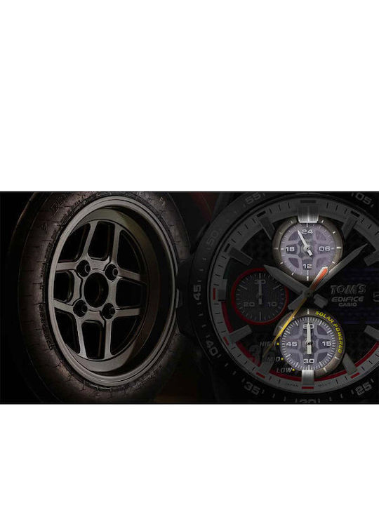 Casio Edifice Men's Watch 44.5mm Chronograph Solar with Black Leather Strap