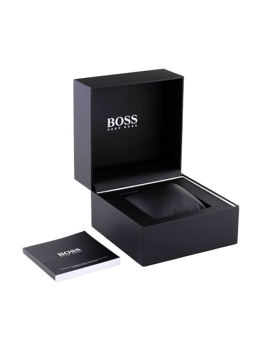 Boss Peak Ανδρικό Ρολόι 45mm Χρονογράφος Μπαταρίας με Καφέ Δερμάτινο Λουράκι