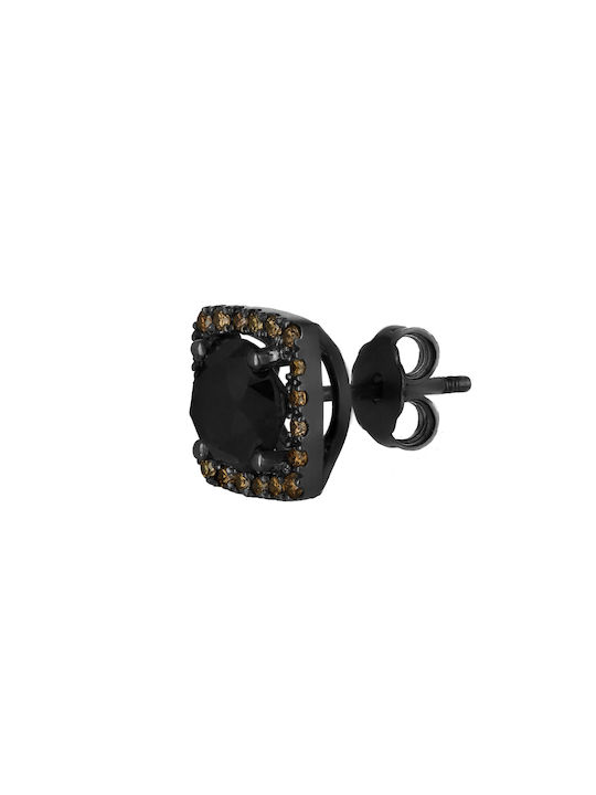 Herren-Ohrring Schwarze & Braune Diamanten Weißgold K18 P-73474 Weißgold K18