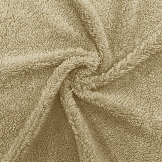 Saray Home Plush Velvet Blanket Set Super Double 220x240cm Beige