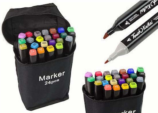 Professional Drawing Markers Set 2 Tips Board & Fine 24 Colors