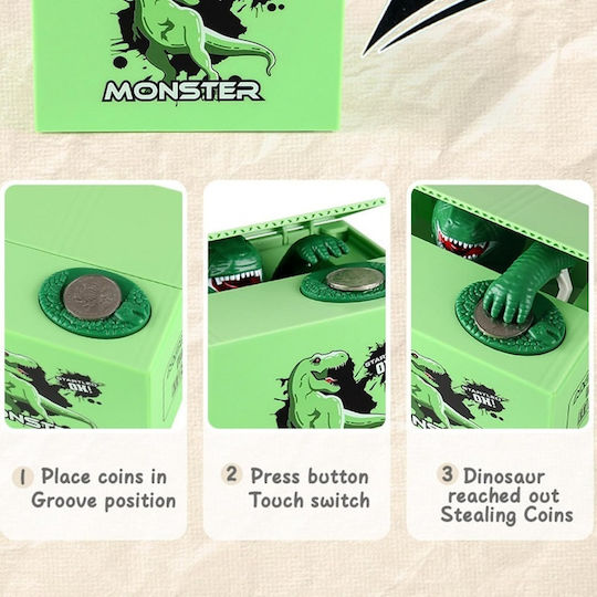 Coin Children's Money Box Plastic Green 12x10x9cm