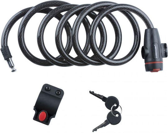 Dunlop Spiral Cable Bicycle Cable Lock with Key Black