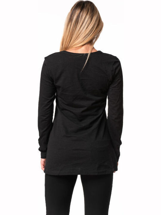 Women's Blouse Cotton Long Sleeve Black