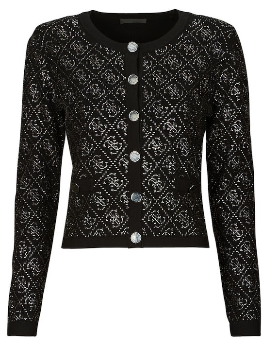Lungă Jachetă de damă tricotată Silver-black