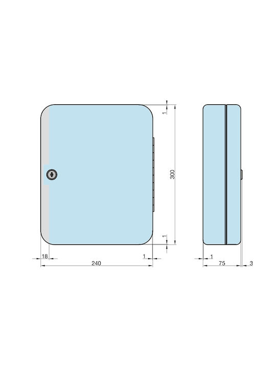 Basi Wand-Schlüsselanhänger Metallisch Sk 50 Mit 45 Haken Mit Schloss 30x24x7,5cm