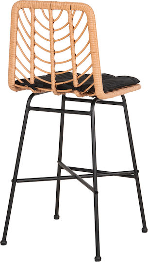Табуретка Бар За външна употреба Ратан Gerald С възглавница Black, Beige 1бр 47x47x101см