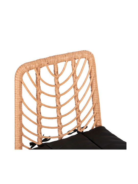 Scaun Rafturi și dulapuri pentru vin de Grădină Rattan Gerald cu pernă Black, Beige 1buc 47x47x101cm