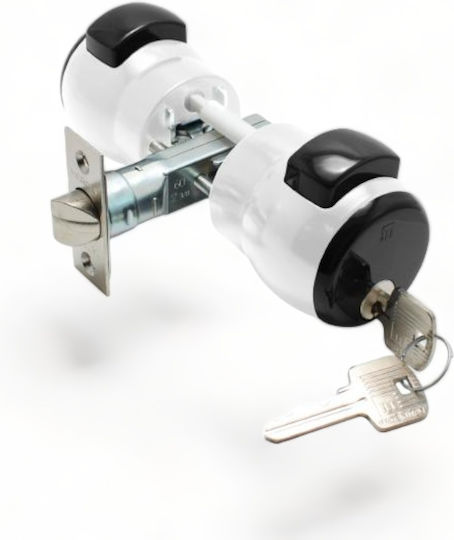 Meroni Serrature Meroni Nova Knob Lock White with Button & Key Hotel Use