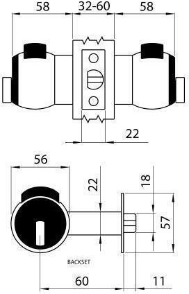 Meroni Serrature Meroni Nova N14 Knob Lock White with Button & Key Hotel Use