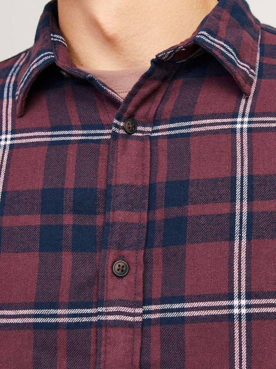 Langärmlig Flanell Hemd Geprüft Bordeaux