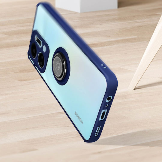 Case Honor X7a Dual Material Metal Ring Video Support Blue