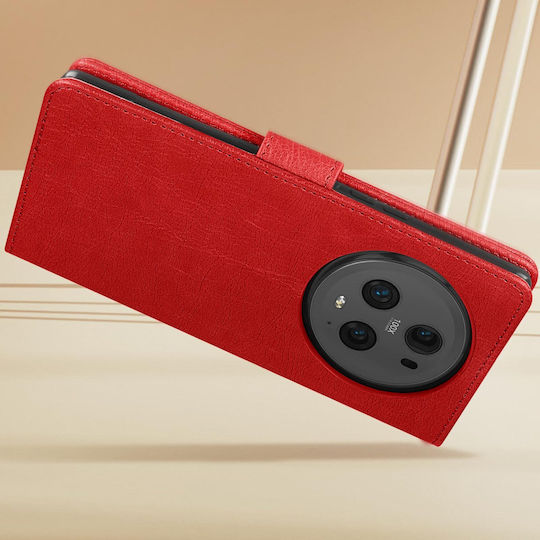 Red Flip Case Card Holder Video Support Honor Magic 5 Pro