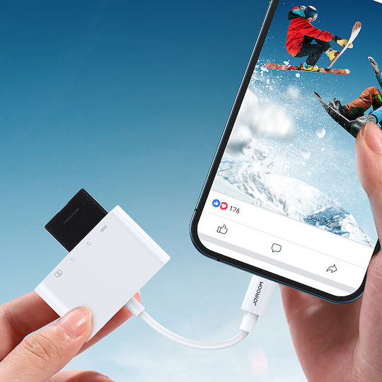 Joyroom S-H142 Card Reader Lightning για SD/microSD Λευκό