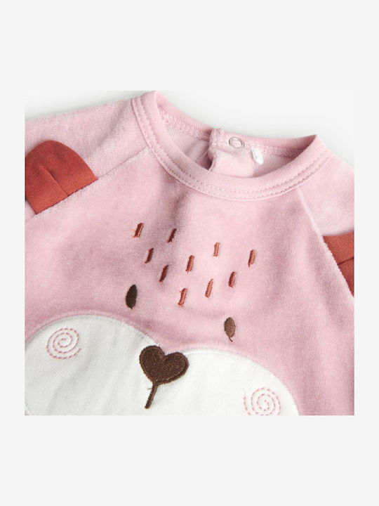 Boboli Baby Bodysuit Long-Sleeved Velvet Pink