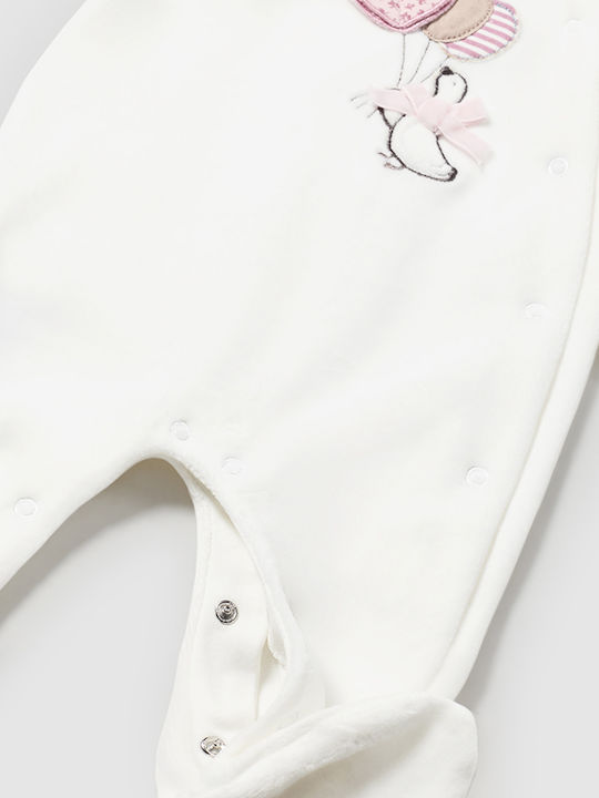 Mayoral Baby Bodysuit Set Long-Sleeved Velvet Baby Pink 2pcs