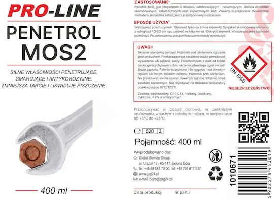 Rostlöser Spray Penetrol Mos2 Pro-line 400ml