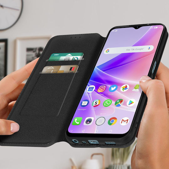 Oppo A77 Hülle Kartenhalter Cover Video-Ständer Schwarz