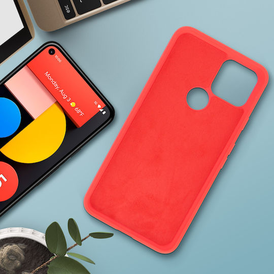 Back Cover Google Pixel 5 Semi-rigid Soft Touch Compatible Qi Red