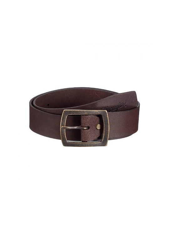 Wrangler Men's Leather Wide Belt Brown