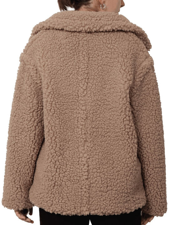 Gertrude Short Teddy Women's Brown, Gray Peacoat Teddy with Buttons