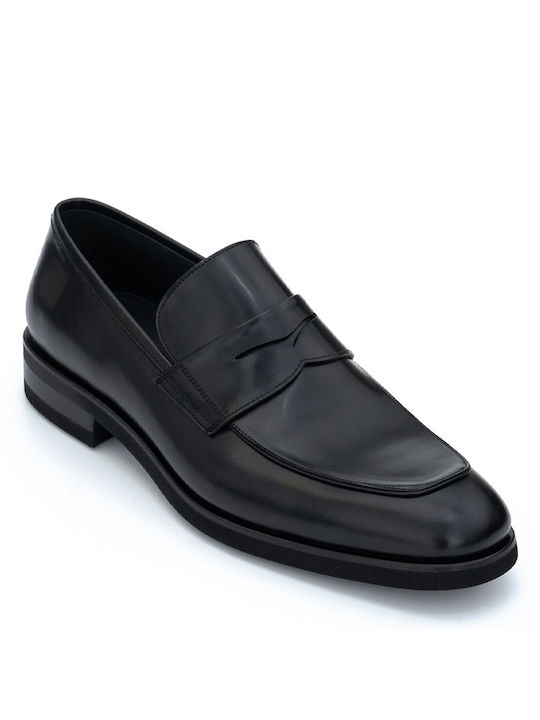 Perlamoda Men's Leather Loafers Black