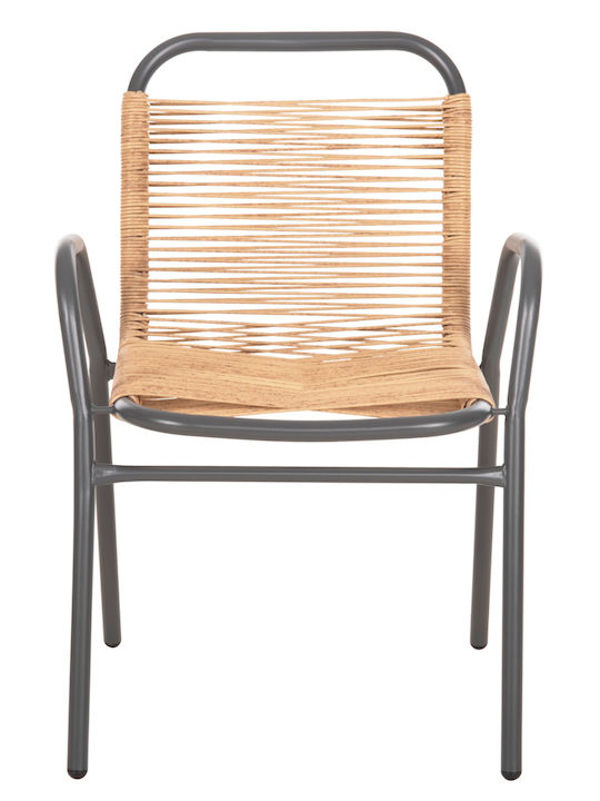 Gartenstühle Rattan Avril Grau Natur 54.5x56x78cm